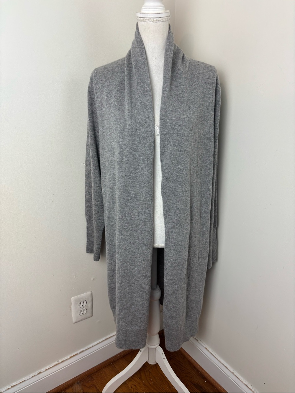Quince Mongolian Cashmere Duster Cardigan Sweater In Grey Size Large NWT - Picture 2 of 7